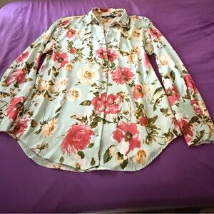 Zara Floral Print Blouse - Pink and Cream